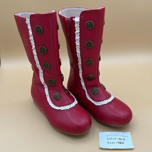 Royal Roe “Monroe” button Lace Boot size 8/9 girls in Ruby Red